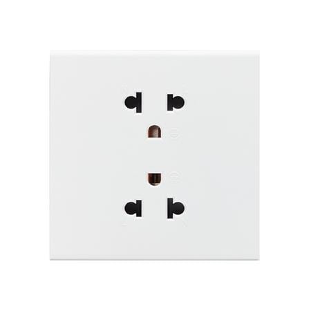 ชุดเต้ารับคู่ 3 ขา 2 ช่อง SAHN D102L-WHM สีขาวด้าน_0