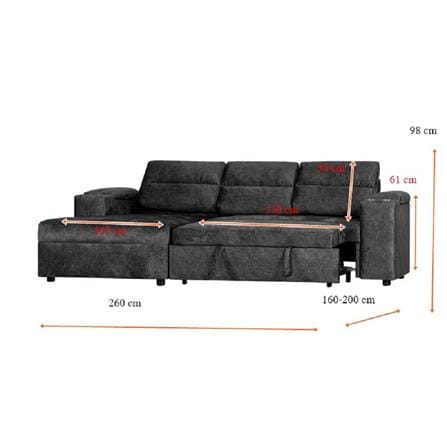 โซฟาเบด AS FURNITURE BICHONG RCGYU40 สีเทาเข้ม_8