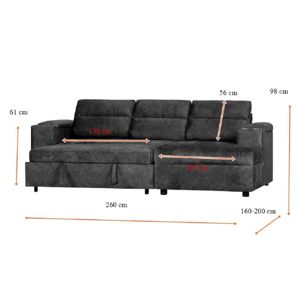 โซฟาเบด AS FURNITURE BICHONG LCGYU40 สีเทาเข้ม