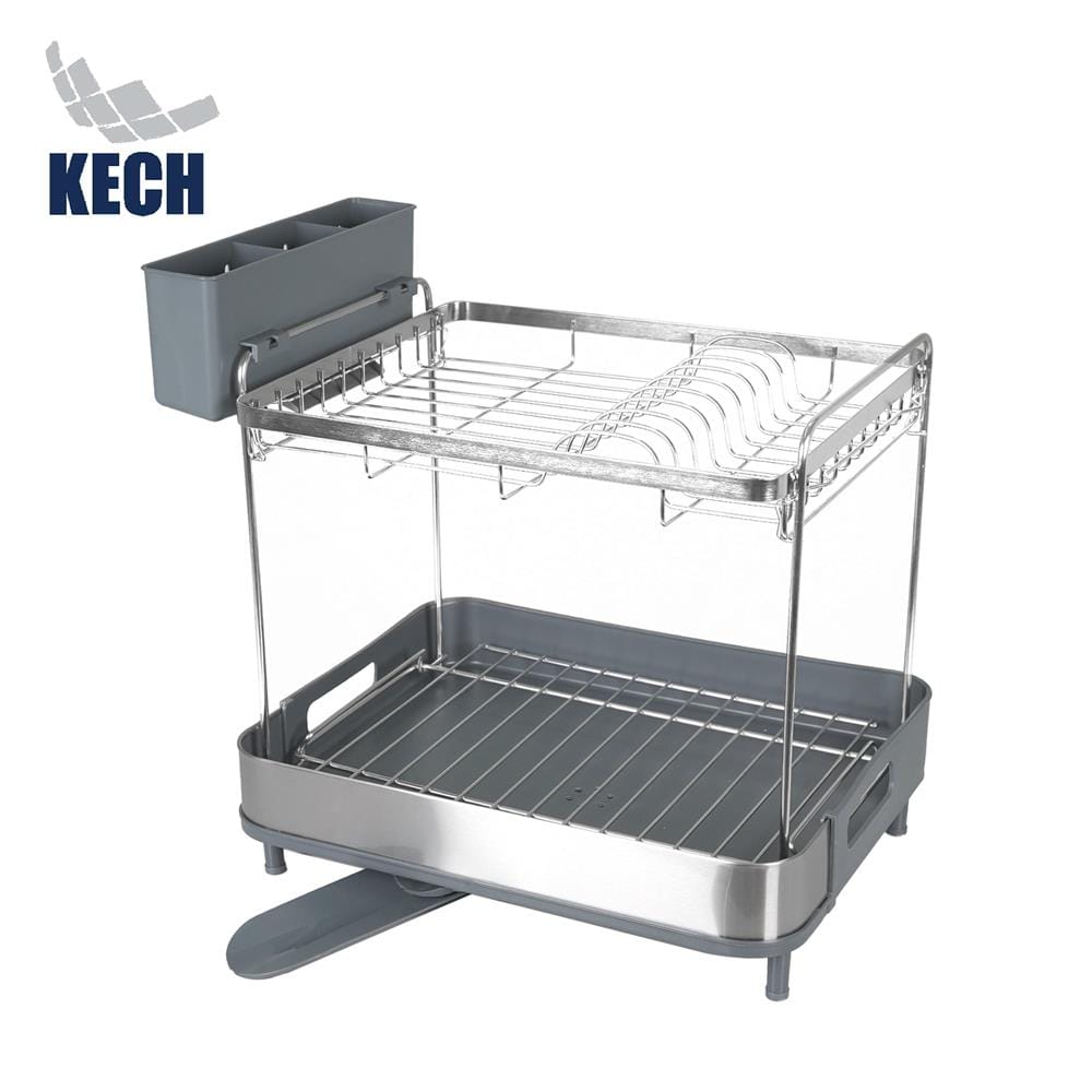 ชั้นคว่ำจานและแก้วสเตนเลส 2 ชั้น KECH METAL