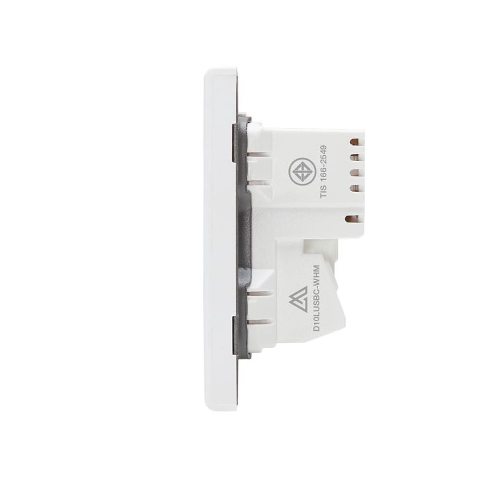 ชุดเต้ารับเดี่ยว 3 ขา พร้อม USB และ TYPE-C SAHN D10LUSBC-WHM สีขาวด้าน