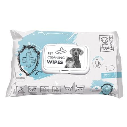 ผ้าเช็ดทำความสะอาดสัตว์เลี้ยง M-PETS CLEANING WIPES ANTI-BAC 40 แผ่น_0