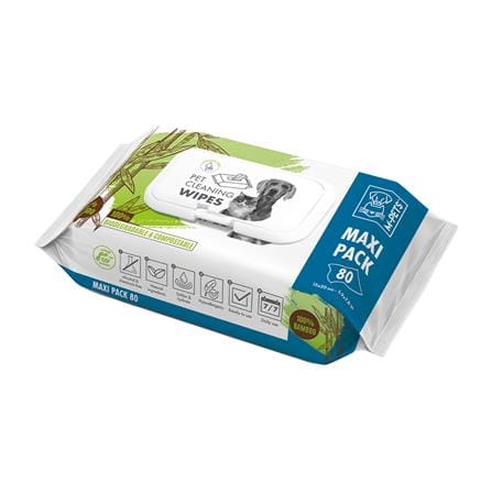 ผ้าเช็ดทำความสะอาดสัตว์เลี้ยง M-PETS CLEANING WIPES BAMBOO 80 แผ่น_0