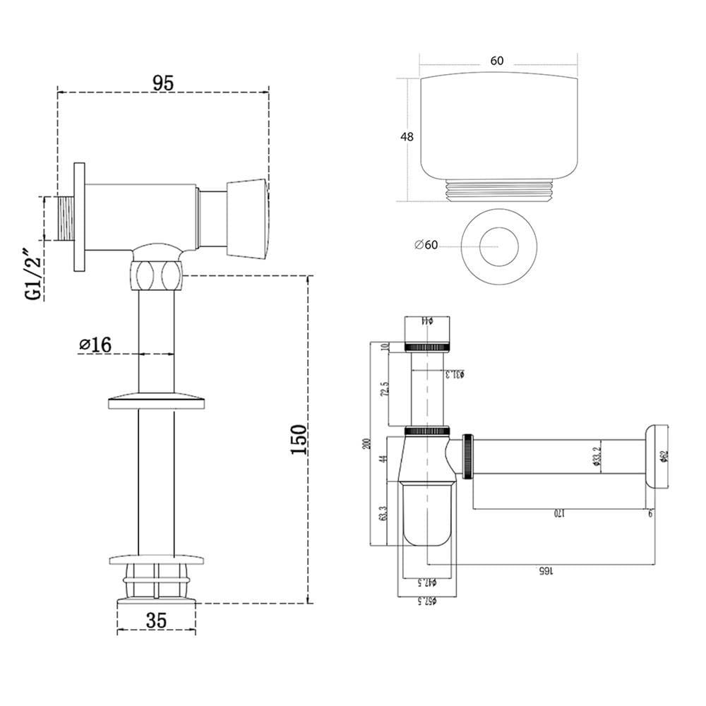 ฟลัชวาล์วโถชายท่อตรง DONMARK GL-9222