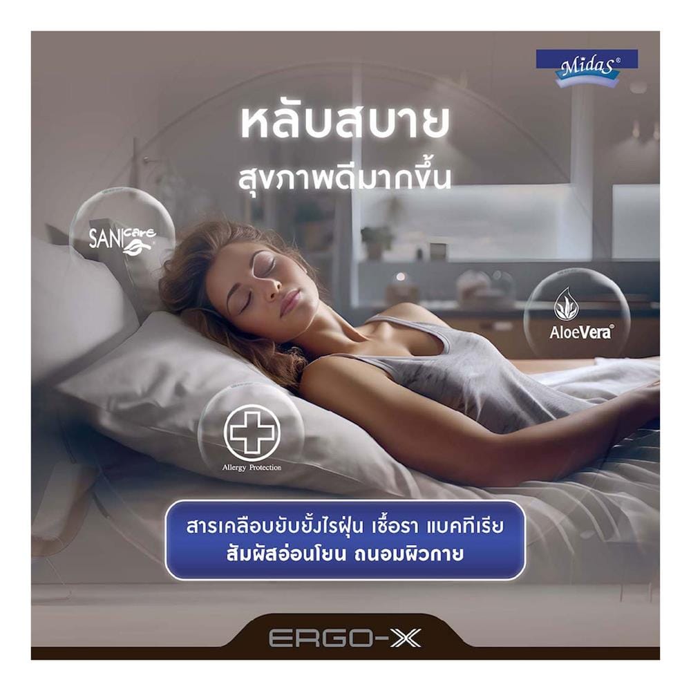 ที่นอนโฟม 5 ฟุต สุญญากาศ MIDAS รุ่น ERGO-X พร้อมหมอนหนุน 2 ชิ้น