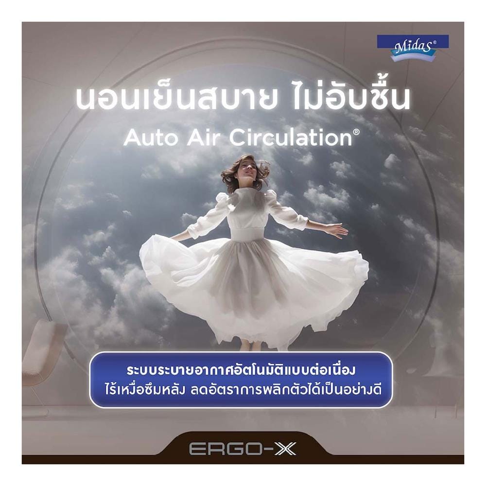 ที่นอนโฟม 3.5 ฟุต สุญญากาศ MIDAS รุ่น ERGO-X พร้อมหมอนหนุน 1 ชิ้น