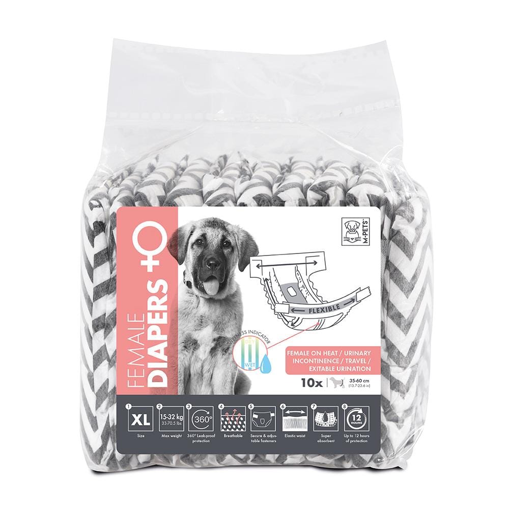 ผ้าอ้อมสุนัข M-PETS DIAPERS FEMALE DOG ไซซ์ XL 10 ชิ้น