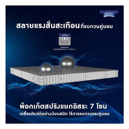ที่นอนพ็อกเก็ตสปริง 5 ฟุต MIDAS รุ่น FREEDOM PLUS พร้อมหมอนหนุน 2 ชิ้น_9