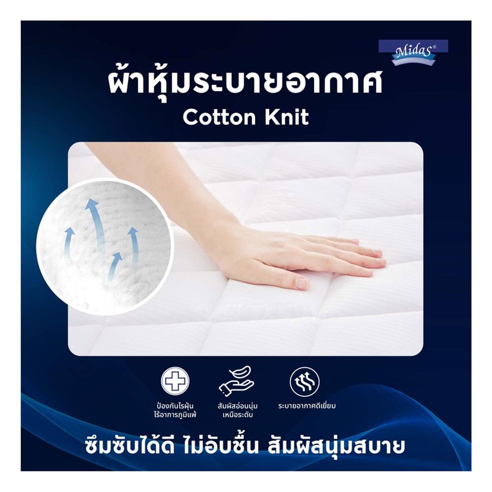 ที่นอนพ็อกเก็ตสปริง 6 ฟุต MIDAS รุ่น FREEDOM PLUS พร้อมหมอนหนุน 2 ชิ้น