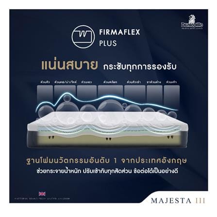 ที่นอนไฮบริด 5 ฟุต สุญญากาศ DUNLOPILLO รุ่น MAJESTA III พร้อมหมอนหนุน 2 ชิ้น_9