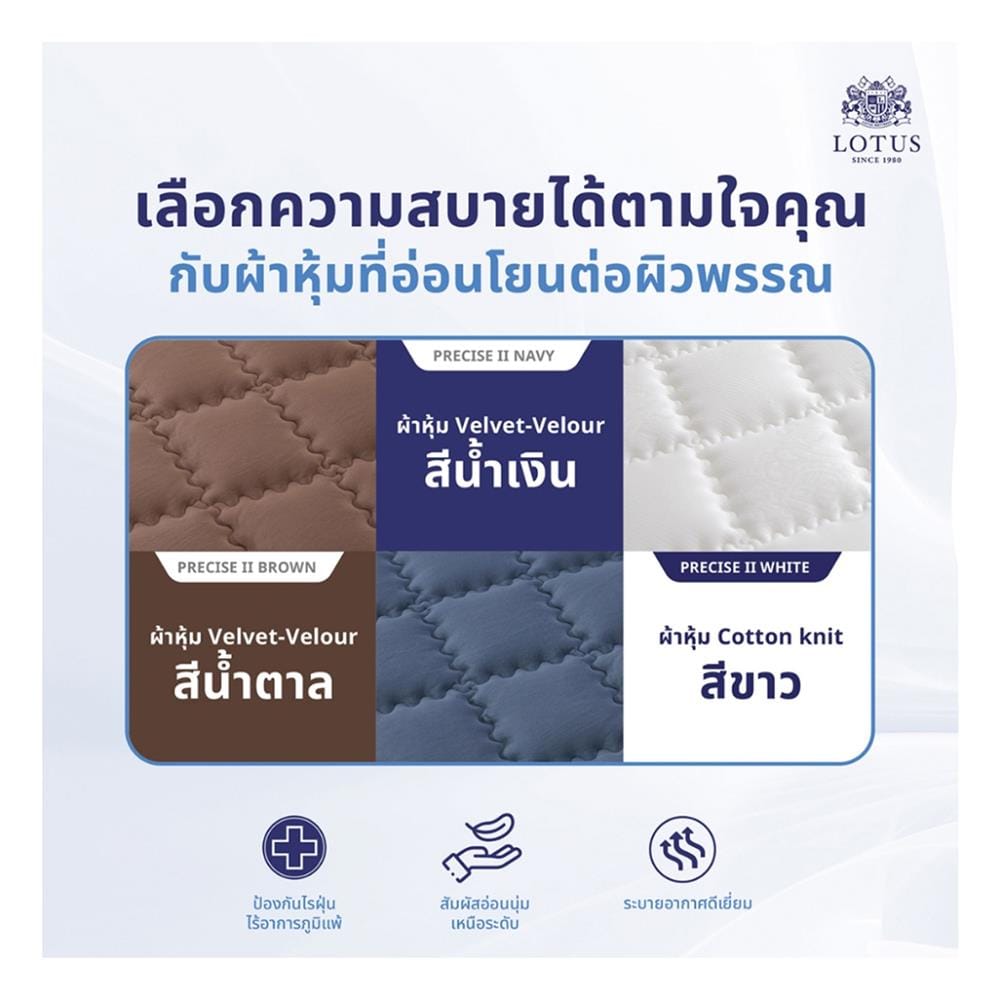ที่นอนสปริง 5 ฟุต LOTUS รุ่น PRECISE II พร้อมหมอนหนุน 2 ชิ้น