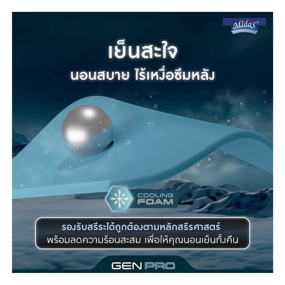 ที่นอนโฟม 6 ฟุต สุญญากาศ MIDAS รุ่น GEN PRO พร้อมหมอนหนุน 2 ชิ้น