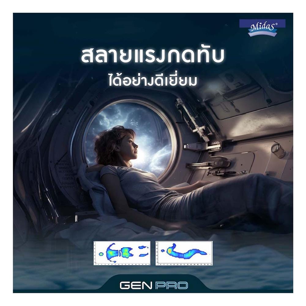 ที่นอนโฟม 6 ฟุต สุญญากาศ MIDAS รุ่น GEN PRO พร้อมหมอนหนุน 2 ชิ้น