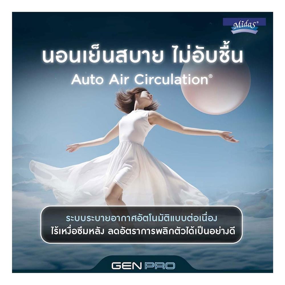 ที่นอนโฟม 6 ฟุต สุญญากาศ MIDAS รุ่น GEN PRO พร้อมหมอนหนุน 2 ชิ้น