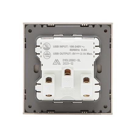 ชุดเต้ารับเดี่ยว 3 ขา พร้อม USB และ TYPE-C SAHN D10LUSBC-G สีทอง_3