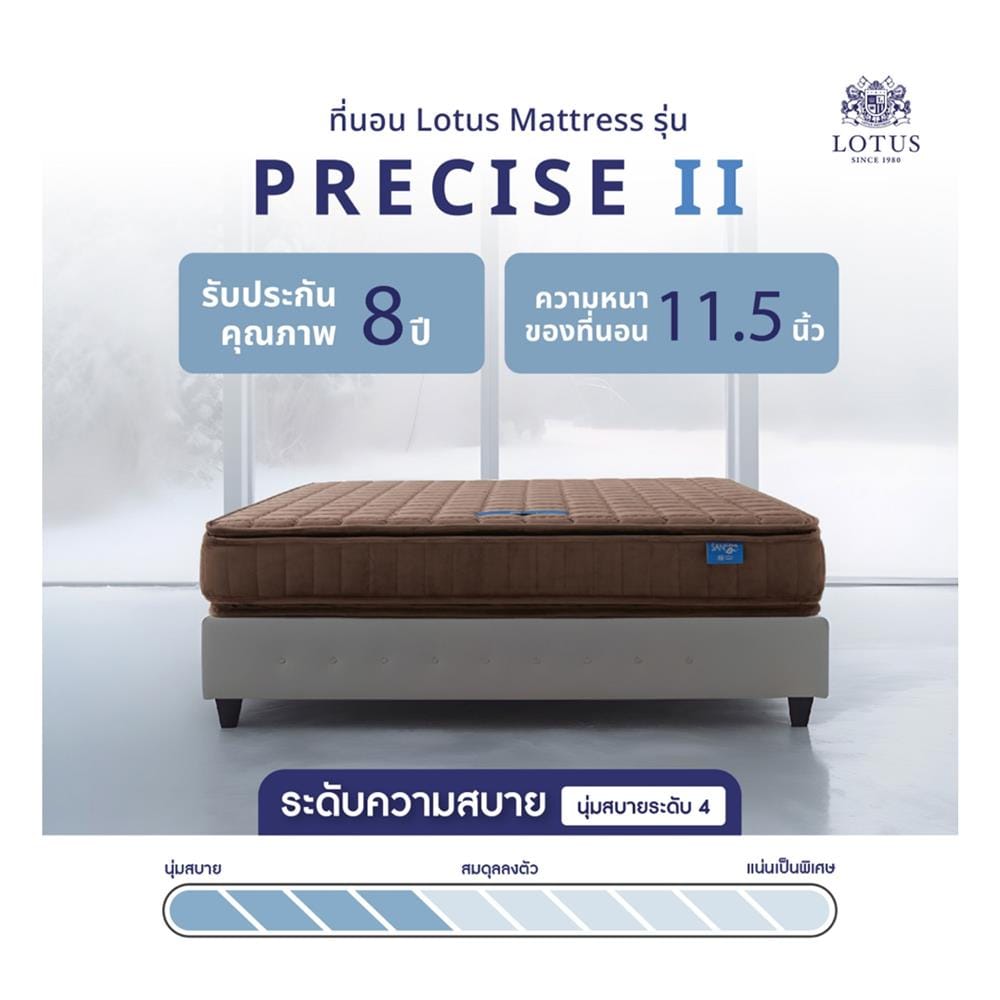 ที่นอนสปริง 5 ฟุต LOTUS รุ่น PRECISE II พร้อมหมอนหนุน 2 ชิ้น