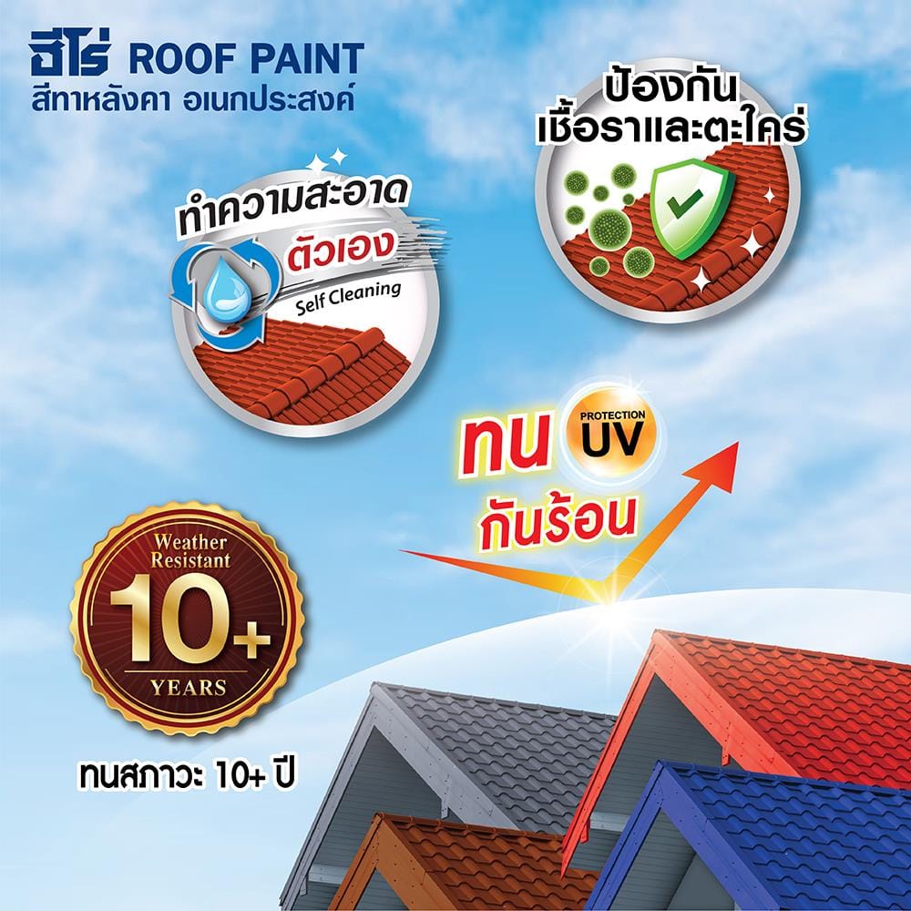 สีทาหลังคา WOODTECT HERO ROOF PAINT H2-R212 สีส้มอิฐ กึ่งเงา 1 แกลลอน
