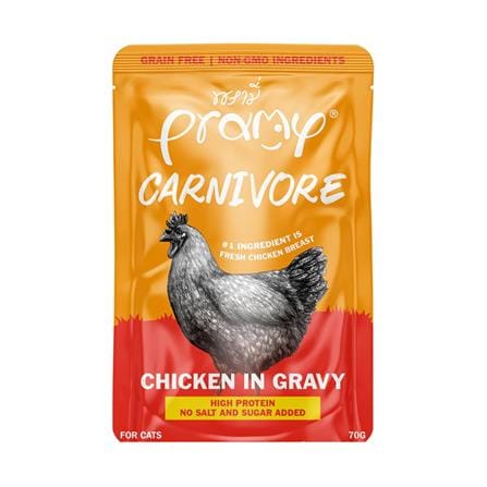 อาหารเปียกแมว PRAMY CARNIVORE ไก่ในเกรวี่ 70 ก._0