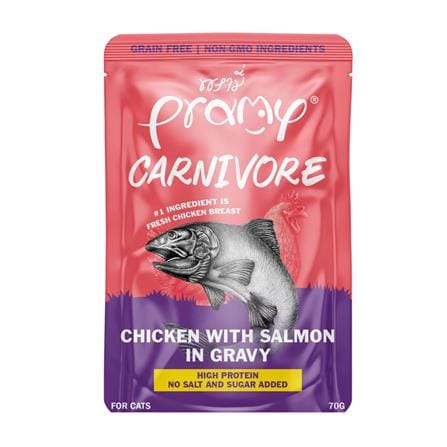 อาหารเปียกแมว PRAMY CANIVORE CHICKEN WITH SALMON IN GRAVY 70 ก._0