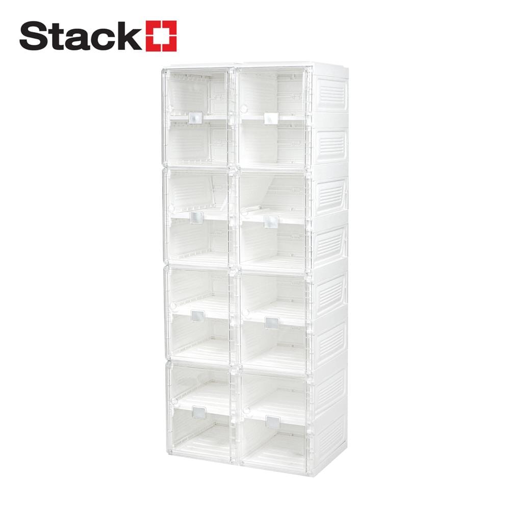 กล่องรองเท้า 16 ช่อง STACKO CLAIRE 53x34x132 ซม. สีขาว/ใส