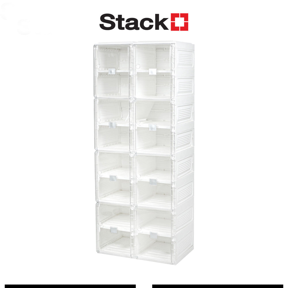 กล่องรองเท้า 16 ช่อง STACKO CLAIRE 53x34x132 ซม. สีขาว/ใส