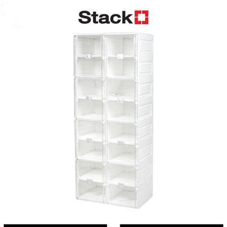 กล่องรองเท้า 16 ช่อง STACKO CLAIRE 53x34x132 ซม. สีขาว/ใส_1