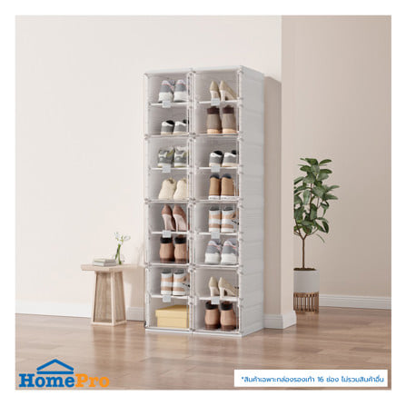 กล่องรองเท้า 16 ช่อง STACKO CLAIRE 53x34x132 ซม. สีขาว/ใส_5