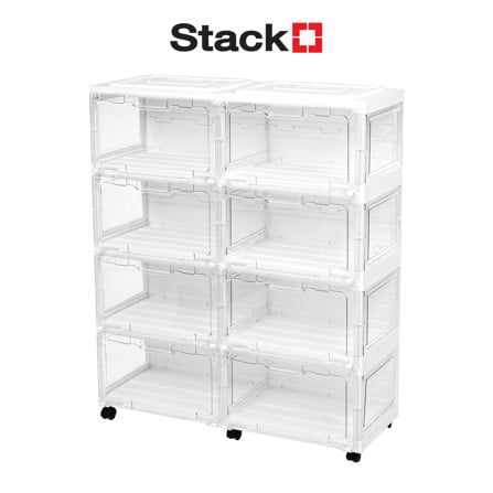 กล่องรองเท้า 8 ช่อง มีไฟ STACKO LAMUZ 74.5x29.5x85 ซม. สีขาว/ใส_1