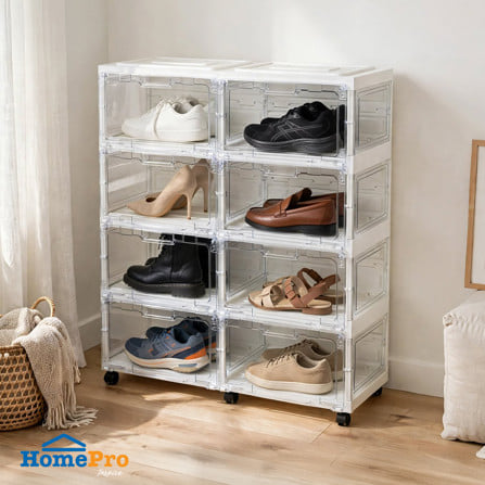กล่องรองเท้า 8 ช่อง มีไฟ STACKO LAMUZ 74.5x29.5x85 ซม. สีขาว/ใส_0
