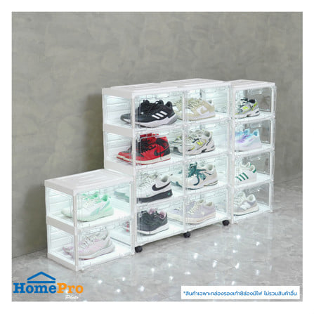 กล่องรองเท้า 8 ช่อง มีไฟ STACKO LAMUZ 74.5x29.5x85 ซม. สีขาว/ใส_5