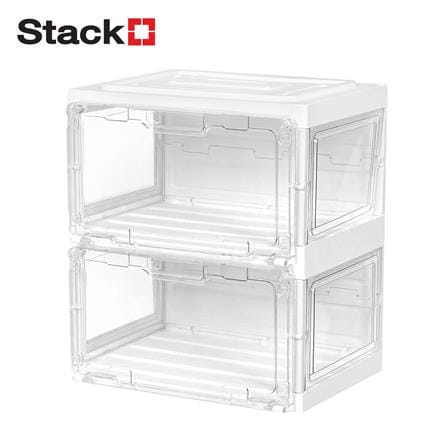 กล่องรองเท้า 2 ช่อง มีไฟ STACKO LAMUZ 38.5x29.5x43 ซม. สีขาว/ใส