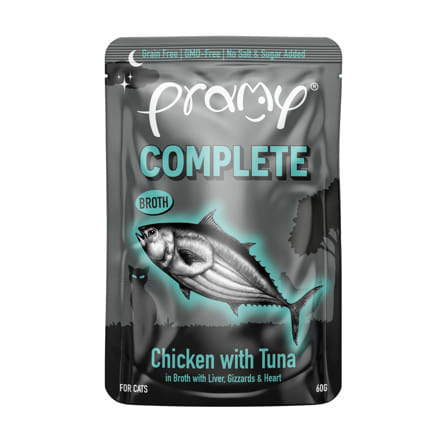 อาหารเปียกแมว PRAMY MIDNIGHT PREY ไก่และทูน่าในน้ำซุป 60 ก._0