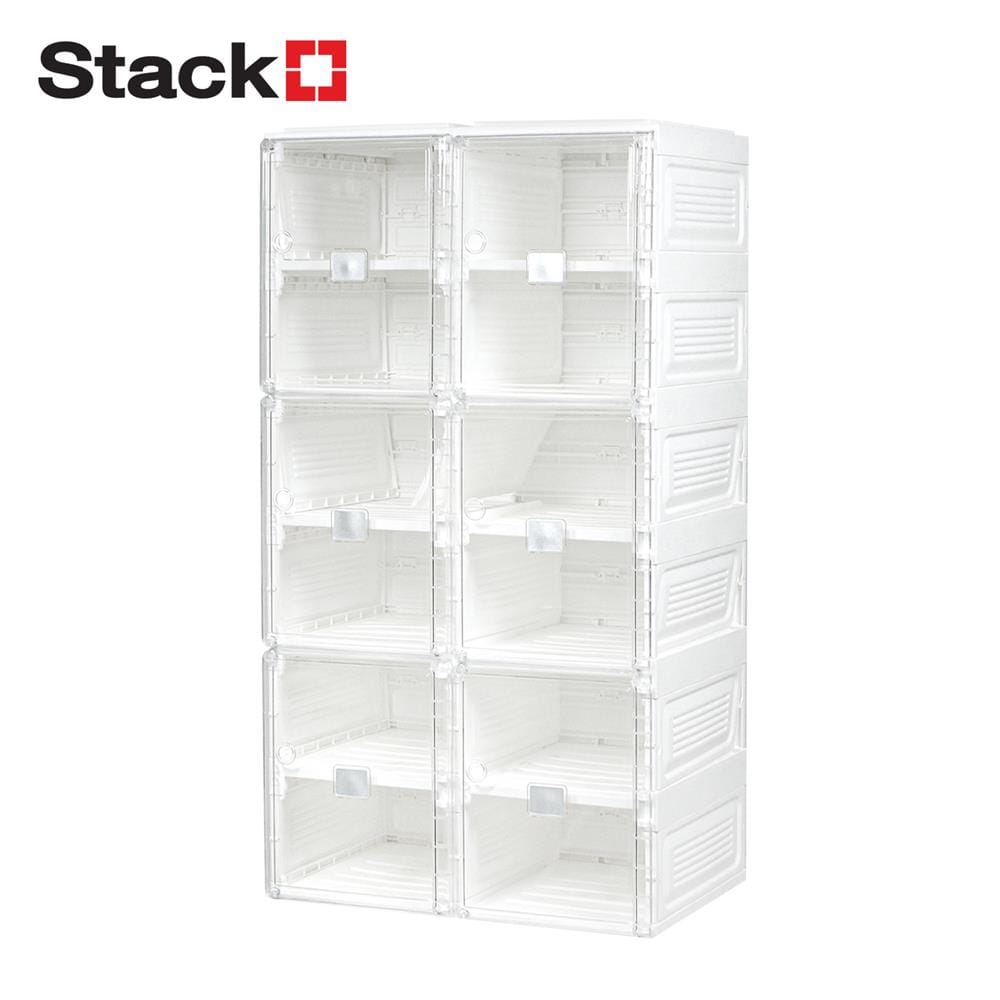 กล่องรองเท้า 12 ช่อง STACKO CLAIRE 53x34x99 ซม. สีขาว/ใส