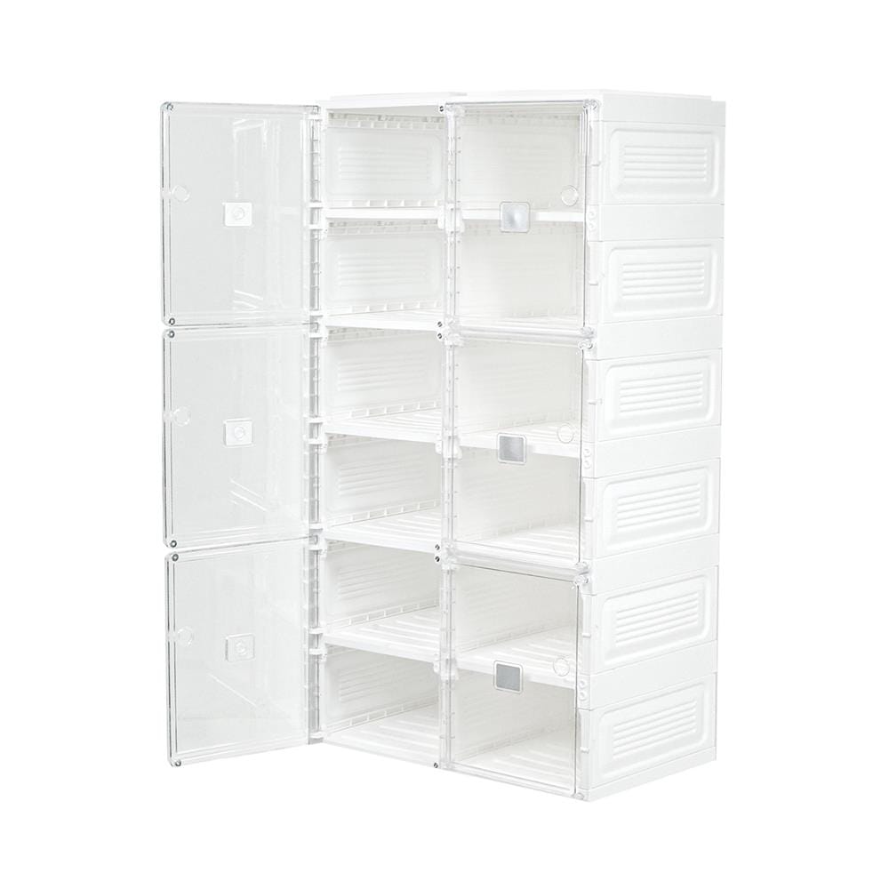 กล่องรองเท้า 12 ช่อง STACKO CLAIRE 53x34x99 ซม. สีขาว/ใส
