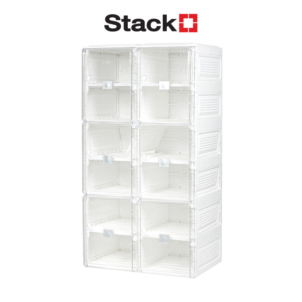 กล่องรองเท้า 12 ช่อง STACKO CLAIRE 53x34x99 ซม. สีขาว/ใส