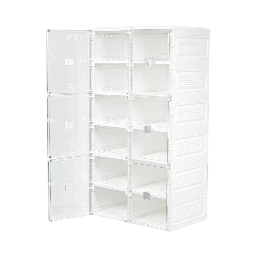 กล่องรองเท้า 12 ช่อง STACKO CLAIRE 53x34x99 ซม. สีขาว/ใส