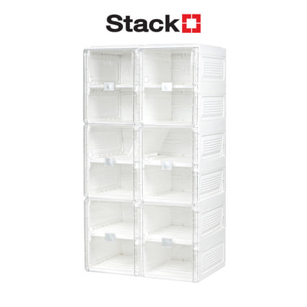 กล่องรองเท้า 12 ช่อง STACKO CLAIRE 53x34x99 ซม. สีขาว/ใส_1