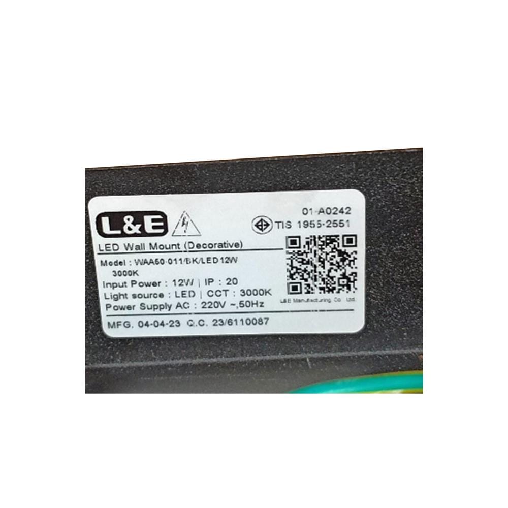 ไฟกิ่งภายใน LED L&E 01-A0242 12 วัตต์ WARM WHITE สีดำ 1 หัว