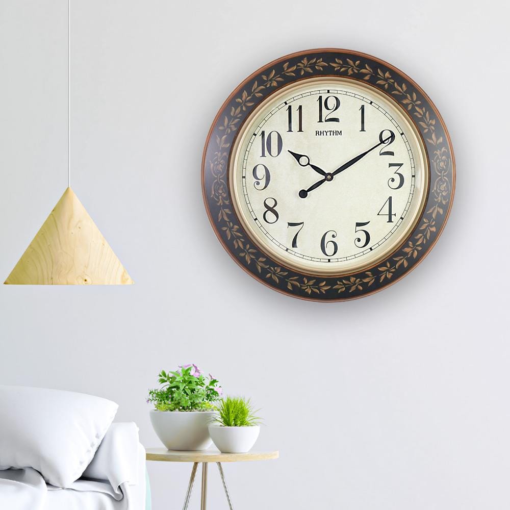 นาฬิกาแขวนไม้ RHYTHM CMG292NR06 23.5 นิ้ว สีน้ำตาล