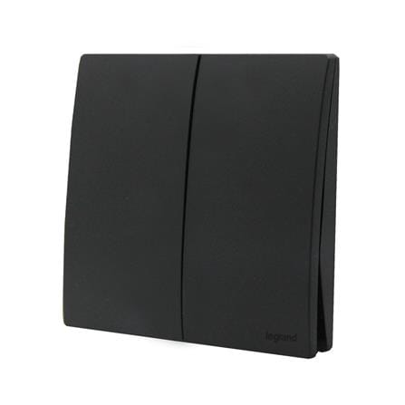 ชุดสวิตช์ 1 ทาง 2 ช่อง BTICINO MALLIA SENSES S281002MB สีดำ_1