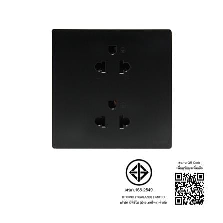 เต้ารับคู่ 3 ขา BTICINO MALLIA SENSES S281104MB สีดำ_4