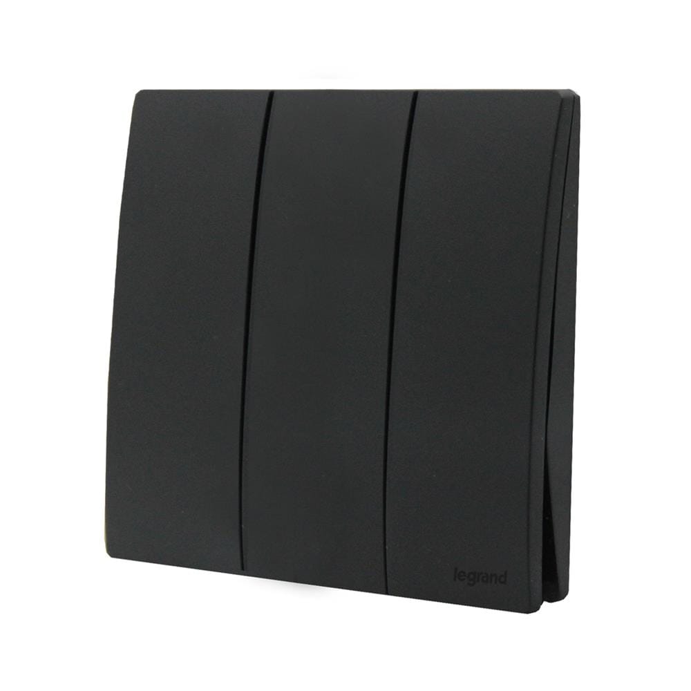 ชุดสวิตช์ 1 ทาง 3 ช่อง BTICINO MALLIA SENSES S281004MB สีดำ