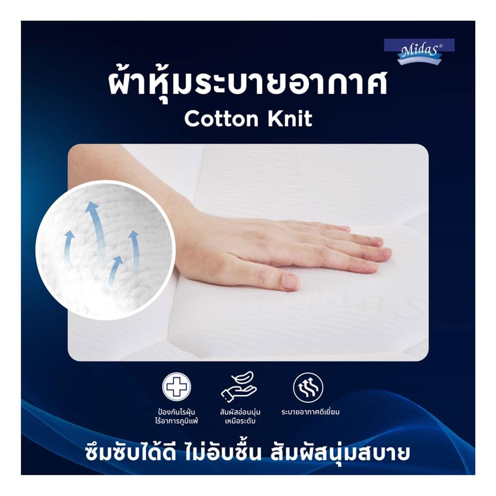 ที่นอนพ็อกเก็ตสปริง 5 ฟุต MIDAS รุ่น FREEDOM X พร้อมหมอนหนุน 2 ใบ