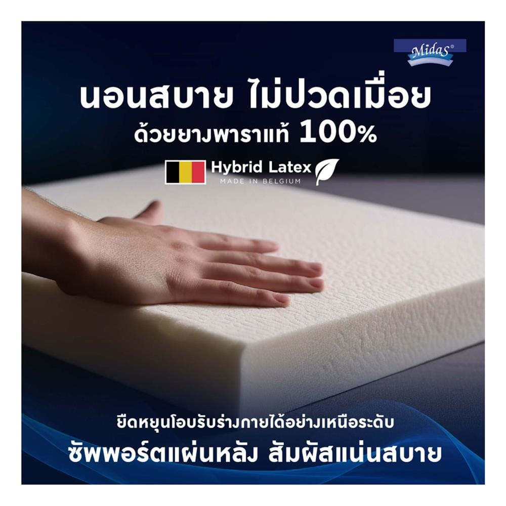 ที่นอนพ็อกเก็ตสปริง 5 ฟุต MIDAS รุ่น FREEDOM X พร้อมหมอนหนุน 2 ใบ