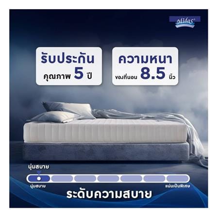 ที่นอนพ็อกเก็ตสปริง 5 ฟุต MIDAS รุ่น FREEDOM X พร้อมหมอนหนุน 2 ใบ_16