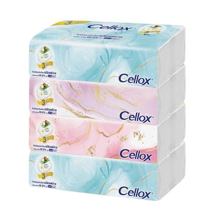 กระดาษเช็ดหน้า CELLOX SOFT PACK หนา 3 ชั้น 70 แผ่น แพ็ก 4_0