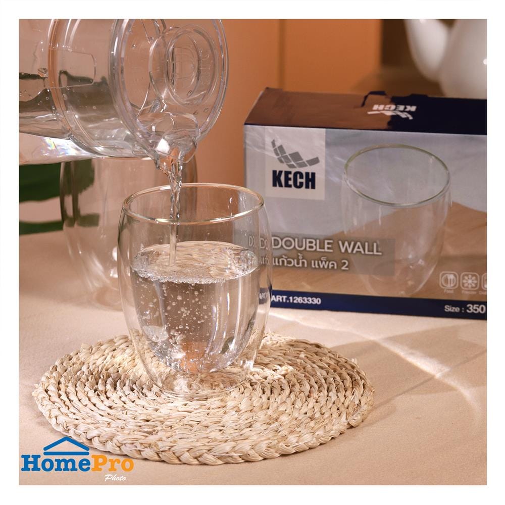 แก้วน้ำ 350 มล. KECH DOUBLE WALL C (แพ็ก 2 ใบ)