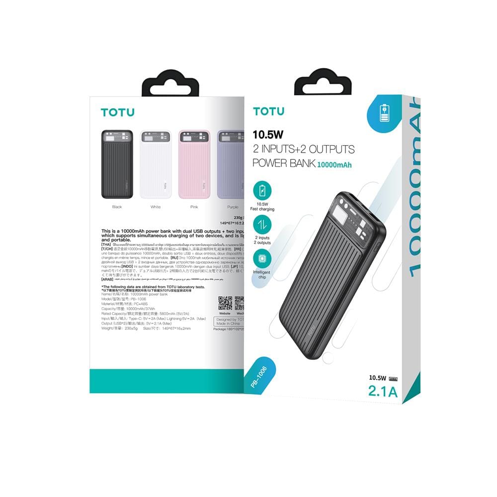แบตเตอรี่สำรอง TOTU PB-1006 10000MAH สีดำ