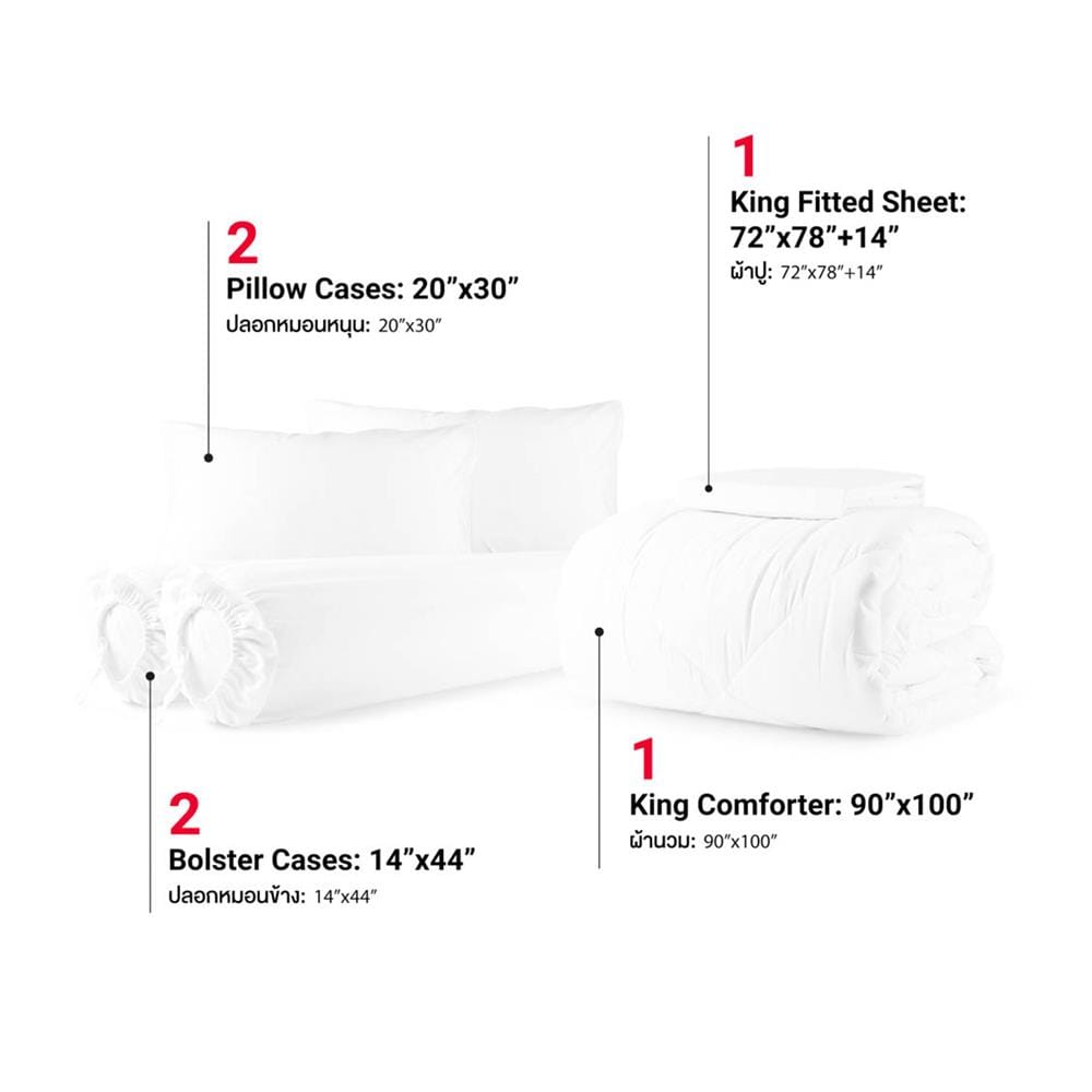 ชุดผ้าปูที่นอน 6 ฟุต 6 ชิ้น FROLINA MICROTEX SF028