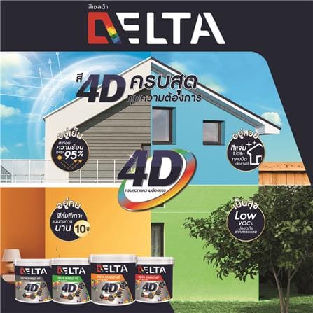 สีน้ำทาฝ้า ชนิดด้าน DELTA DELTASHIELD 4D 9000 สีเทา 5 แกลลอน_2